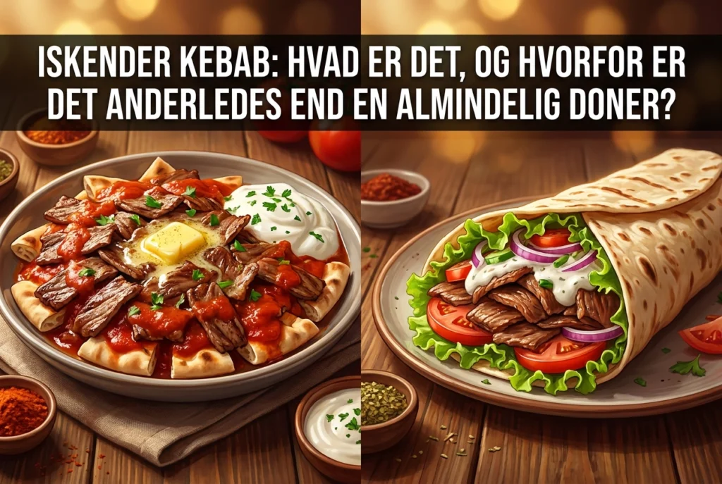 Professional header image for comparison analysis: Iskender kebab: Hvad er det, og hvorfor er det anderledes...
